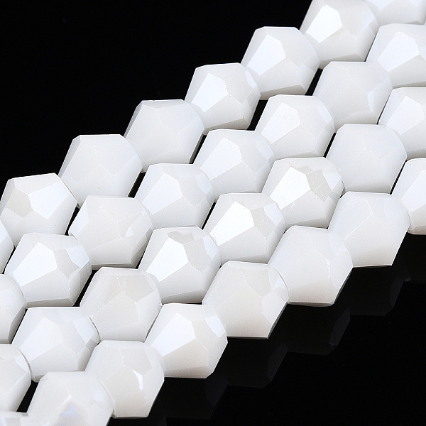 PandaHall Opaque Solid Color Electroplate Glass Beads Strands, Pearl Luster Plated, Faceted, Bicone, Snow, 6x5.5mm, Hole: 1mm, about..., White
PandaHall Opaque Solid Color Electroplate Glass Beads Strands, Pearl Luster Plated, Faceted, Bicone, Snow, 6x5.5mm, Hole: 1mm, about..., White