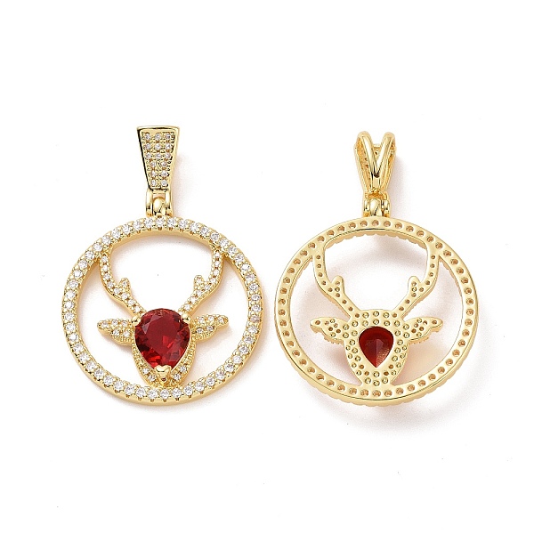 PandaHall Brass Micro Pave Cubic Zirconia Pendants, Round Ring with Deer Head Charms, Golden, Red, 33.5x30x5.5mm, Hole: 3.5x8mm Brass+Cubic...
PandaHall Brass Micro Pave Cubic Zirconia Pendants, Round Ring with Deer Head Charms, Golden, Red, 33.5x30x5.5mm, Hole: 3.5x8mm Brass+Cubic...