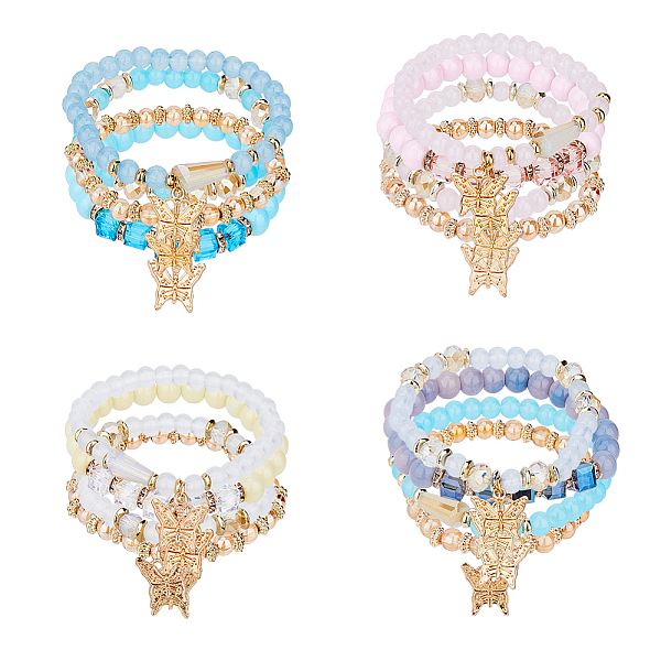 PandaHall FIBLOOM 4 Sets 4 Style Glass Beaded Stretch Bracelets Set, Alloy Butterfly Charms Stackable Bracelets, Mixed Color, Inner Diameter..., Multicolor
PandaHall FIBLOOM 4 Sets 4 Style Glass Beaded Stretch Bracelets Set, Alloy Butterfly Charms Stackable Bracelets, Mixed Color, Inner Diameter..., Multicolor
