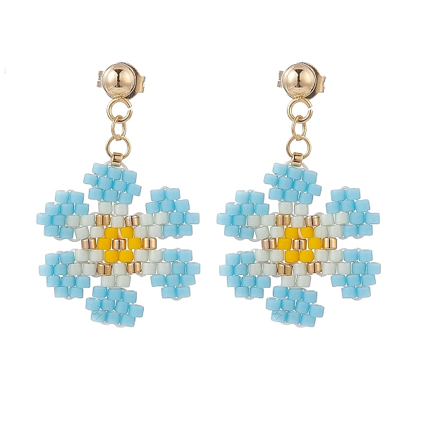 PandaHall Glass Seed Braided Flower Dangle Stud Earrings, Golden 304 Stainless Steel Wire Wrap Jewelry for Women, Light Sky Blue, 30mm, Pin...
PandaHall Glass Seed Braided Flower Dangle Stud Earrings, Golden 304 Stainless Steel Wire Wrap Jewelry for Women, Light Sky Blue, 30mm, Pin...