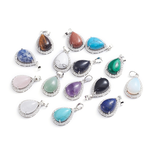 PandaHall Mixed Gemstone Pendants, with Platinum Plated Brass Settings and Crystal Rhinestone, Teardrop, 27.7x18.7x10.5mm, Hole: 5x8mm Mixed...
PandaHall Mixed Gemstone Pendants, with Platinum Plated Brass Settings and Crystal Rhinestone, Teardrop, 27.7x18.7x10.5mm, Hole: 5x8mm Mixed...