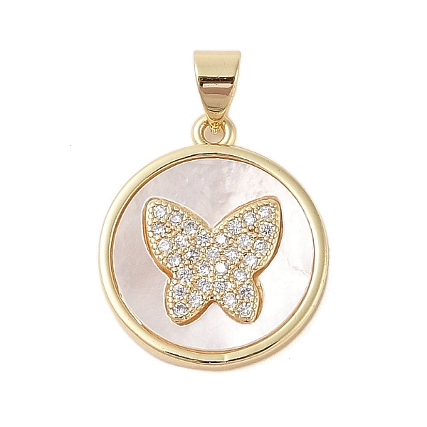PandaHall Brass Micro Pave Clear Cubic Zirconia Pendant, with Shell, Flat Round with Butterfly, Real 18K Gold Plated, 19.5x17x2.5mm, Hole...
PandaHall Brass Micro Pave Clear Cubic Zirconia Pendant, with Shell, Flat Round with Butterfly, Real 18K Gold Plated, 19.5x17x2.5mm, Hole...