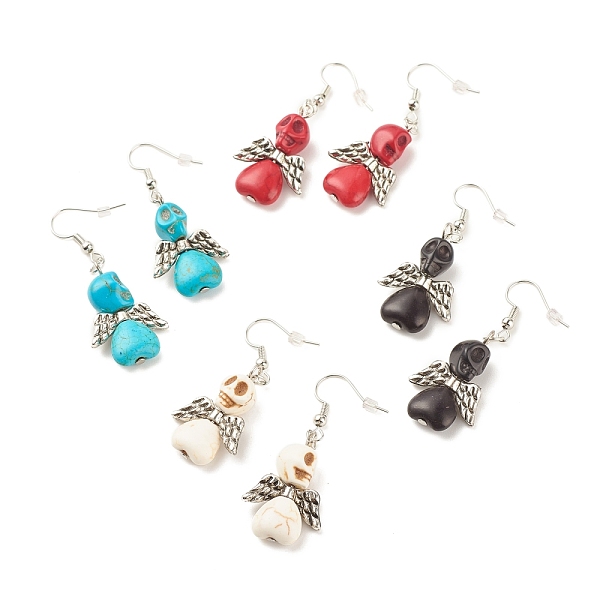 PandaHall Synthetic Turquoise Skull with Wings Dangle Earrings, Halloween Brass Jewelry for Women, Mixed Color, 50mm, Pin: 0.7mm Synthetic..., Multicolor
PandaHall Synthetic Turquoise Skull with Wings Dangle Earrings, Halloween Brass Jewelry for Women, Mixed Color, 50mm, Pin: 0.7mm Synthetic..., Multicolor