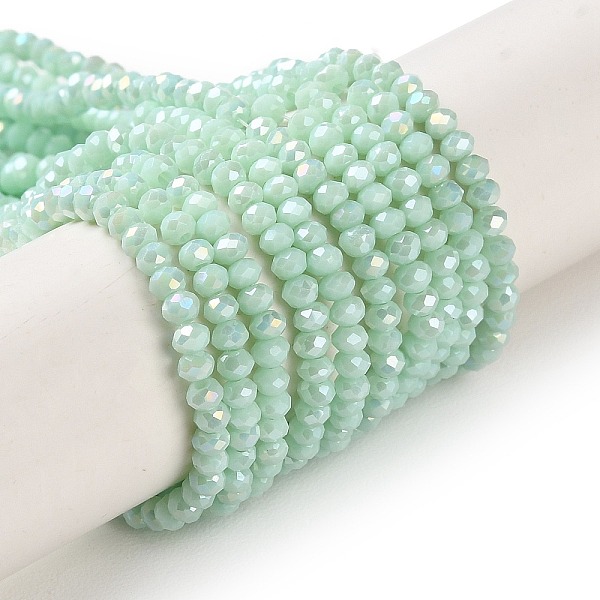PandaHall Electroplate Glass Beads Strands, Opaque Solid Color, AB Color Plated, Faceted, Rondelle, Light Green, 2.5~3x2mm, Hole: 0.4mm...
PandaHall Electroplate Glass Beads Strands, Opaque Solid Color, AB Color Plated, Faceted, Rondelle, Light Green, 2.5~3x2mm, Hole: 0.4mm...