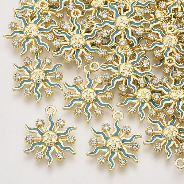 PandaHall Alloy Enamel Pendants, with Crystal Rhinestone, Light Gold, Sun, Dark Cyan, 24x18.5x3mm, Hole: 2mm Alloy Rhinestone+Enamel Sun...
PandaHall Alloy Enamel Pendants, with Crystal Rhinestone, Light Gold, Sun, Dark Cyan, 24x18.5x3mm, Hole: 2mm Alloy Rhinestone+Enamel Sun...