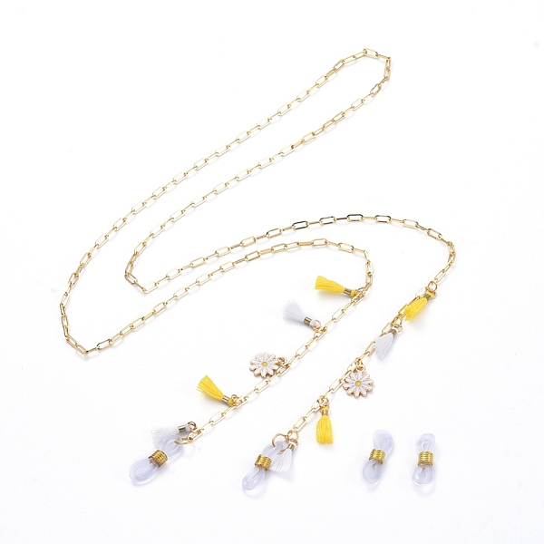 PandaHall Brass Cable Chains/Paperclip Chains Eyeglasses Chains, Neck Strap for Eyeglasses, with Polycotton Tassel and Alloy Enamel Charms..., White
PandaHall Brass Cable Chains/Paperclip Chains Eyeglasses Chains, Neck Strap for Eyeglasses, with Polycotton Tassel and Alloy Enamel Charms..., White