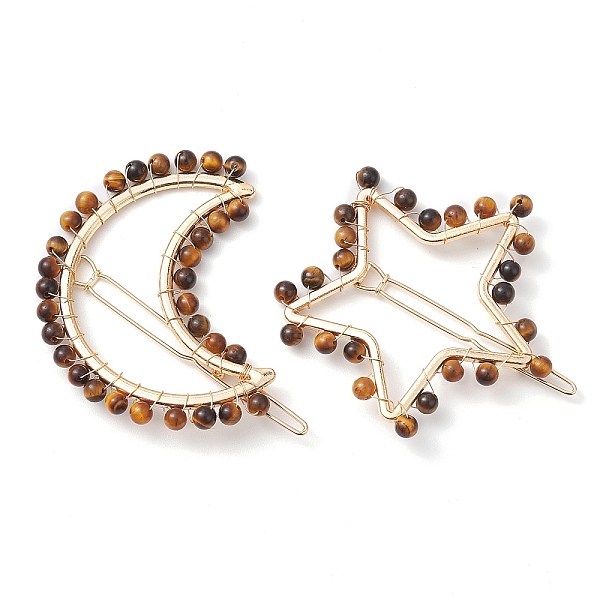 PandaHall 2Pcs Moon & Star Alloy with Natural Tiger Eye Hollow Hair Barrettes, Ponytail Holder Statement for Girls Women, Moon: 61x66x4~5mm...
PandaHall 2Pcs Moon & Star Alloy with Natural Tiger Eye Hollow Hair Barrettes, Ponytail Holder Statement for Girls Women, Moon: 61x66x4~5mm...