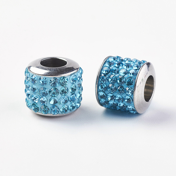 PandaHall 304 Stainless Steel European Beads, with Grade A Rhinestone, Large Hole Beads, Barrel, Aquamarine, 10x9.5mm, Hole: 5mm Stainless..., Cyan
PandaHall 304 Stainless Steel European Beads, with Grade A Rhinestone, Large Hole Beads, Barrel, Aquamarine, 10x9.5mm, Hole: 5mm Stainless..., Cyan