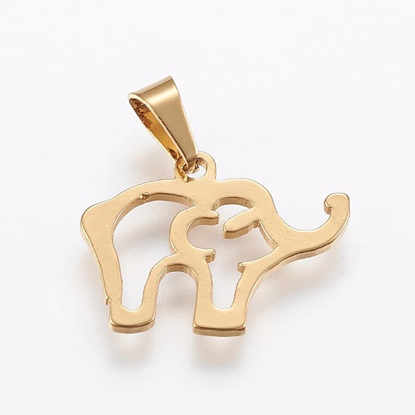 PandaHall 304 Stainless Steel Charms, Elephant, Golden, 13x18x1mm, Hole: 6x3mm 304 Stainless Steel Elephant
PandaHall 304 Stainless Steel Charms, Elephant, Golden, 13x18x1mm, Hole: 6x3mm 304 Stainless Steel Elephant