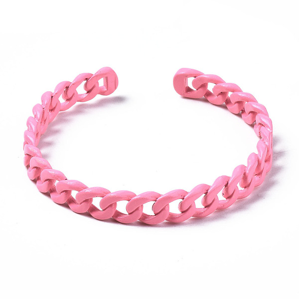 PandaHall Spray Painted Brass Cuff Bangles, Curb Chain, Hot Pink, Inner Diameter: 1-7/8 inch(4.9cm), 7.5mm Brass
PandaHall Spray Painted Brass Cuff Bangles, Curb Chain, Hot Pink, Inner Diameter: 1-7/8 inch(4.9cm), 7.5mm Brass