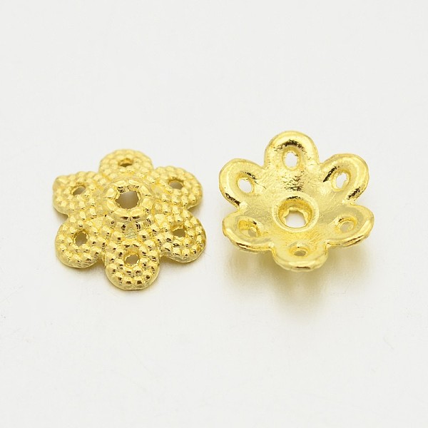 PandaHall Tibetan Style Alloy Bead Caps, Lead Free and Cadmium Free, Flower, 6-Petal, Golden, 9.5x10x3mm, Hole: 1.5mm Alloy
PandaHall Tibetan Style Alloy Bead Caps, Lead Free and Cadmium Free, Flower, 6-Petal, Golden, 9.5x10x3mm, Hole: 1.5mm Alloy