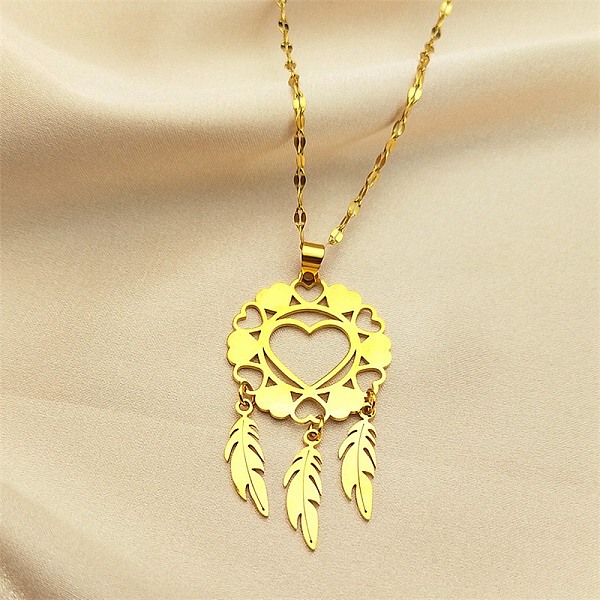 PandaHall Woven Net/Web with Feather 304 Stainless Steel Pendant Necklaces for Women, Golden, 15.98 inch(40.6cm) 304 Stainless Steel Others
PandaHall Woven Net/Web with Feather 304 Stainless Steel Pendant Necklaces for Women, Golden, 15.98 inch(40.6cm) 304 Stainless Steel Others