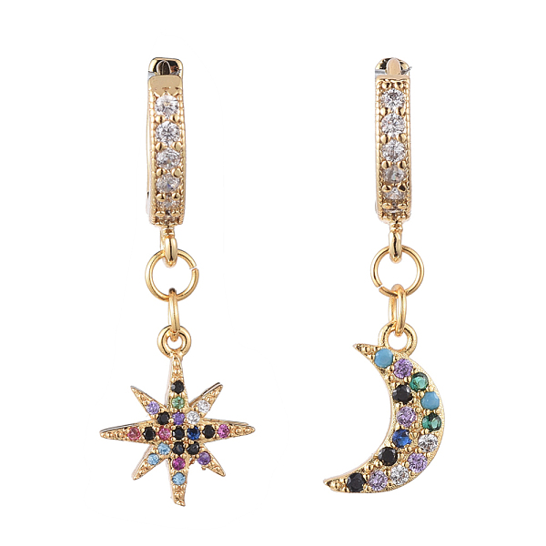 PandaHall Star and Moon Asymmetrical Dangle Hoop Earrings, with Brass Cubic Zirconia Charms & Real Gold Plate Earring Hoops and Jewelry Box...
PandaHall Star and Moon Asymmetrical Dangle Hoop Earrings, with Brass Cubic Zirconia Charms & Real Gold Plate Earring Hoops and Jewelry Box...