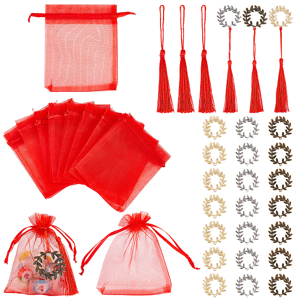 PandaHall 21pcs Tibetan Style Alloy Pendants, Olive Branch, with 20Pcs Polyester Tassel Decorations and 20Pcs Organza Gift Bags, Mixed...
PandaHall 21pcs Tibetan Style Alloy Pendants, Olive Branch, with 20Pcs Polyester Tassel Decorations and 20Pcs Organza Gift Bags, Mixed...