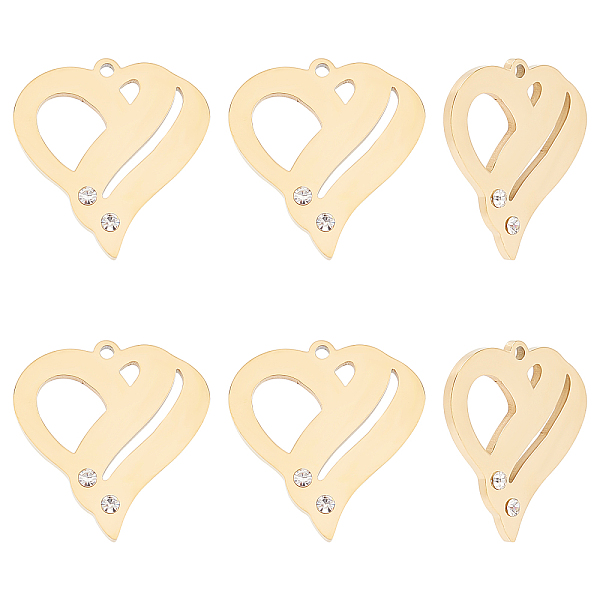 PandaHall Unicraftale 6Pcs 304 Stainless Steel Pendants, with Rhinestone, Heart, Golden, 23.5x22x1.4mm, Hole: 1.6mm Stainless..., Clear
PandaHall Unicraftale 6Pcs 304 Stainless Steel Pendants, with Rhinestone, Heart, Golden, 23.5x22x1.4mm, Hole: 1.6mm Stainless..., Clear