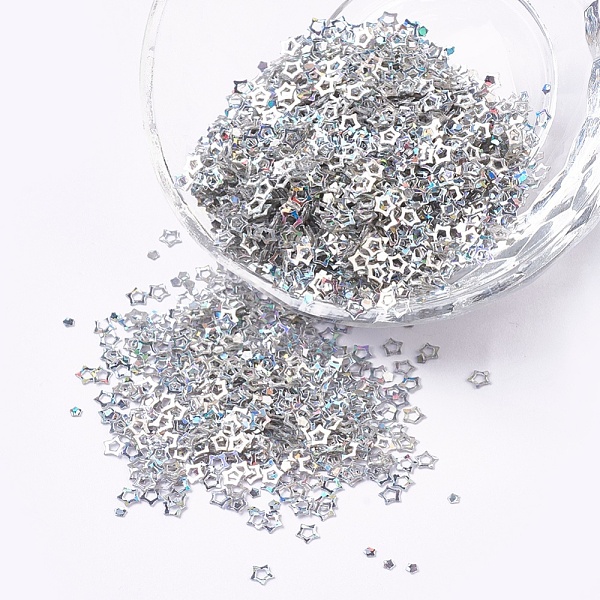 PandaHall Ornament Accessories Plastic Paillette/Sequins Beads, Star, Silver, 3.5x3.5x0.1mm, about 450000pcs/pound Plastic Star Silver
PandaHall Ornament Accessories Plastic Paillette/Sequins Beads, Star, Silver, 3.5x3.5x0.1mm, about 450000pcs/pound Plastic Star Silver