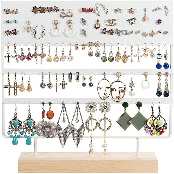 PandaHall Triple Levels Rectangle Iron Earring Display Stand, Jewelry Display Rack, with Wood Findings Foundation, White, 7x30x29cm Wood...
PandaHall Triple Levels Rectangle Iron Earring Display Stand, Jewelry Display Rack, with Wood Findings Foundation, White, 7x30x29cm Wood...