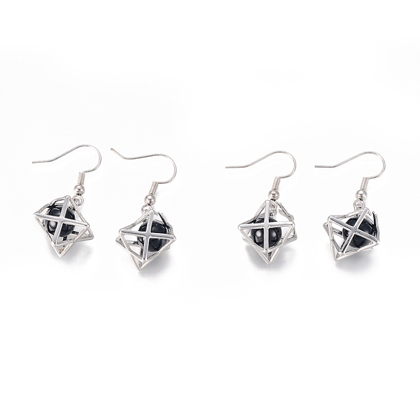 PandaHall Natural Obsidian Dangle Earrings, with Brass Findings, Round Bead Inside, Geometry, 38mm, Pin: 0.7mm Obsidian
PandaHall Natural Obsidian Dangle Earrings, with Brass Findings, Round Bead Inside, Geometry, 38mm, Pin: 0.7mm Obsidian