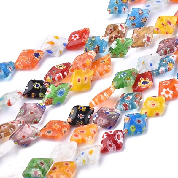 PandaHall Rhombus Handmade Millefiori Glass Beads, Mixed Color, 13~14x10x3.5mm, Hole: 0.5mm, about 27pcs/strand, 13.3 inch Millefiori..., Multicolor
PandaHall Rhombus Handmade Millefiori Glass Beads, Mixed Color, 13~14x10x3.5mm, Hole: 0.5mm, about 27pcs/strand, 13.3 inch Millefiori..., Multicolor