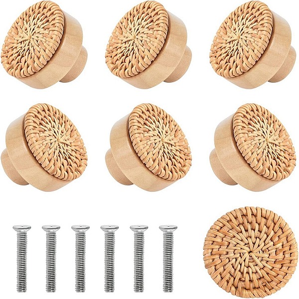 PandaHall Rattan Wood Drawer Knobs, Flat Round Cabinet Handle, with Screws, Sandy Brown, 35mm Wood Flat Round
PandaHall Rattan Wood Drawer Knobs, Flat Round Cabinet Handle, with Screws, Sandy Brown, 35mm Wood Flat Round