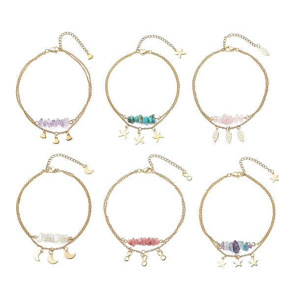 PandaHall 304 Stainless Steel Charm Anklets, with Synthetic Turquoise & Natural Amethyst & Moonstone & Fluorite & Rose Quartz &...
PandaHall 304 Stainless Steel Charm Anklets, with Synthetic Turquoise & Natural Amethyst & Moonstone & Fluorite & Rose Quartz &...
