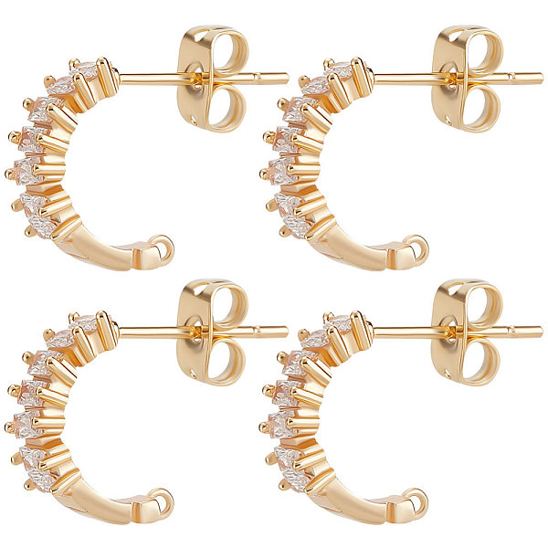 PandaHall Beebeecraft 10Pcs Brass Clear Cubic Zirconia C-shape Stud Earring Findings, Half Hoop Earring Findings, with Vertical Loops and...
PandaHall Beebeecraft 10Pcs Brass Clear Cubic Zirconia C-shape Stud Earring Findings, Half Hoop Earring Findings, with Vertical Loops and...