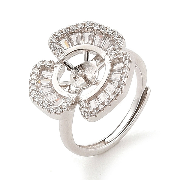 PandaHall 925 Sterling Silver Micro Pave Cubic Zirconia Adjustable Ring Settings, for Half Drilled Beads, Clover, Real Platinum Plated...
PandaHall 925 Sterling Silver Micro Pave Cubic Zirconia Adjustable Ring Settings, for Half Drilled Beads, Clover, Real Platinum Plated...