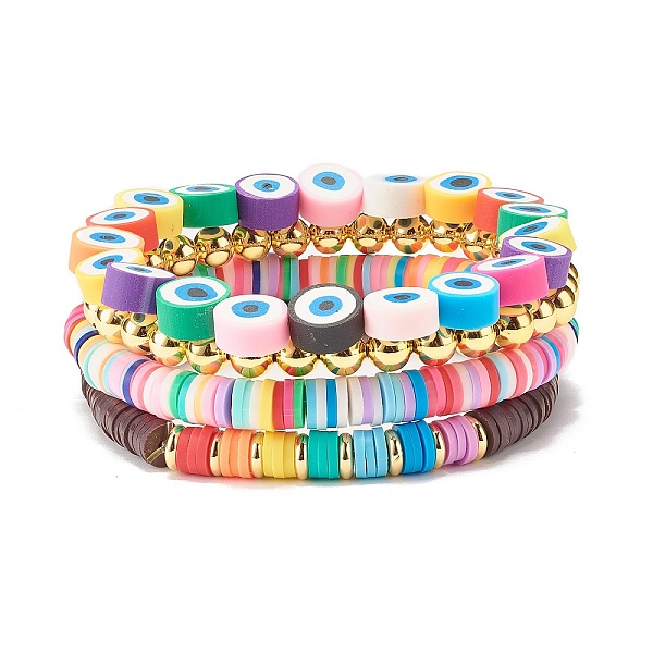 PandaHall 4Pcs 4 Style Polymer Clay Heishi Surfer Stretch Bracelets Set, Flat Round Evil Eye Lucky Stackable Bracelets for Women, Mixed..., Multicolor
PandaHall 4Pcs 4 Style Polymer Clay Heishi Surfer Stretch Bracelets Set, Flat Round Evil Eye Lucky Stackable Bracelets for Women, Mixed..., Multicolor