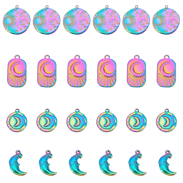 PandaHall DICOSMETIC 24Pcs 4 Style 304 Stainless Steel Pendants, Rectangle & Flat Round with Moon, Rainbow Color, 18~25x11~20x2~3mm, Hole...
PandaHall DICOSMETIC 24Pcs 4 Style 304 Stainless Steel Pendants, Rectangle & Flat Round with Moon, Rainbow Color, 18~25x11~20x2~3mm, Hole...