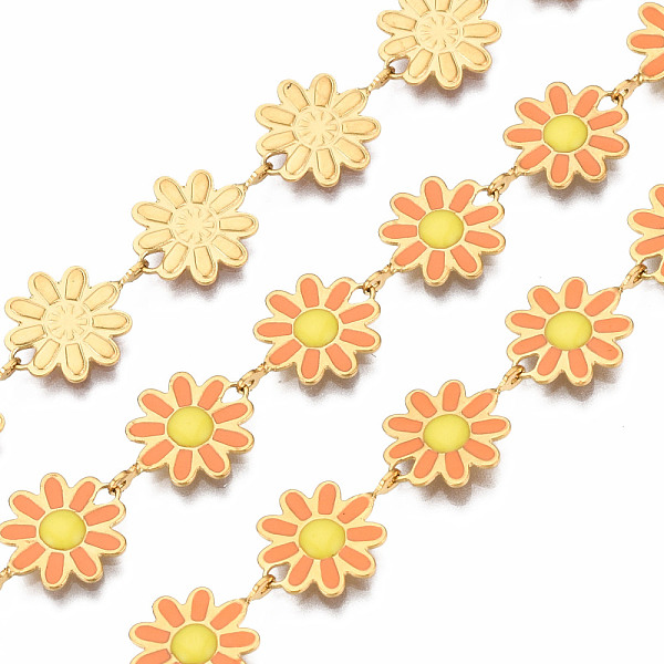 PandaHall 304 Stainless Steel & Enamel Link Chains, with Spool, Unwelded, Real 16K Gold Plated, Nickel Free, Flower, Orange, 13.5x10x1mm...
PandaHall 304 Stainless Steel & Enamel Link Chains, with Spool, Unwelded, Real 16K Gold Plated, Nickel Free, Flower, Orange, 13.5x10x1mm...