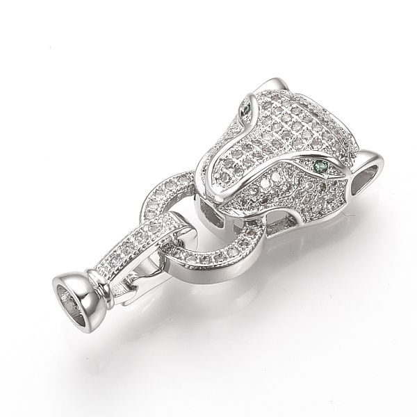 PandaHall Brass Micro Pave Cubic Zirconia Fold Over Clasps, Cheetah Head, Platinum, 31mm, Hole: 2mm Brass+Cubic Zirconia
PandaHall Brass Micro Pave Cubic Zirconia Fold Over Clasps, Cheetah Head, Platinum, 31mm, Hole: 2mm Brass+Cubic Zirconia
