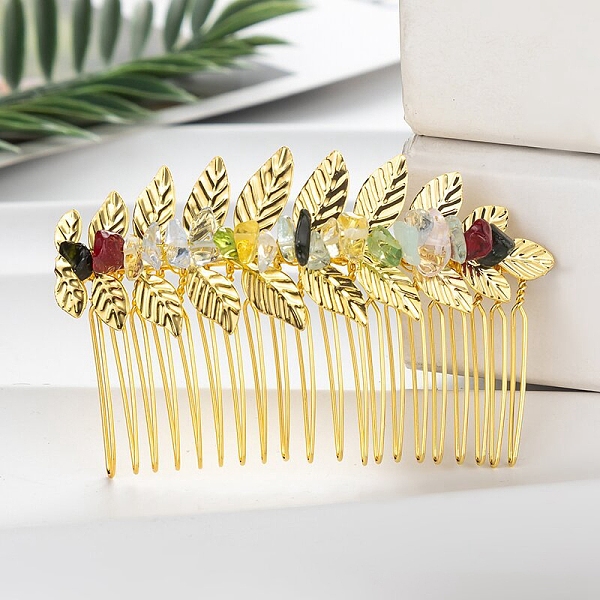 PandaHall Leaf Gemstone Chips Hair Combs, with Iron Combs, Hair Accessories for Women Girls, 45x80x10mm Mixed Stone
PandaHall Leaf Gemstone Chips Hair Combs, with Iron Combs, Hair Accessories for Women Girls, 45x80x10mm Mixed Stone