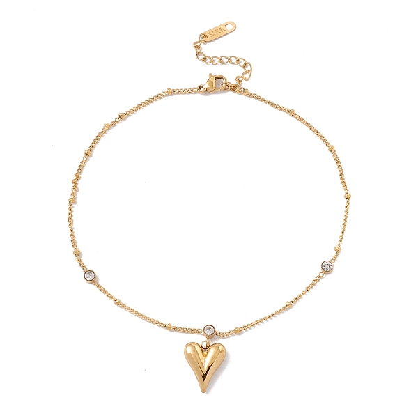 PandaHall Heart Charm Anklet with Crystal Rhinestone, 304 Stainless Steel Jewelry for Women, Golden, 9-7/8 inch(25cm) Rhinestone Clear
PandaHall Heart Charm Anklet with Crystal Rhinestone, 304 Stainless Steel Jewelry for Women, Golden, 9-7/8 inch(25cm) Rhinestone Clear