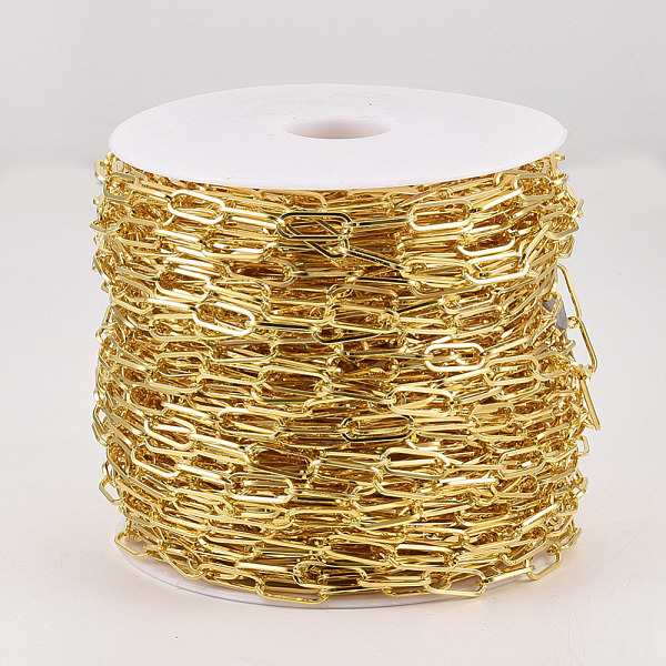 PandaHall Unwelded Iron Paperclip Chains, Flat Oval, Drawn Elongated Cable Chains, with Spool, Golden, 16x7x1.6mm, about 82.02 Feet...
PandaHall Unwelded Iron Paperclip Chains, Flat Oval, Drawn Elongated Cable Chains, with Spool, Golden, 16x7x1.6mm, about 82.02 Feet...