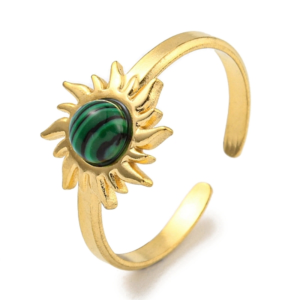 PandaHall Ion Plating(IP) 304 Stainless Steel Synthetic Malachite Cuff Rings, Sun Open Rings for Women, Real 18K Gold Plated, Adjustable...
PandaHall Ion Plating(IP) 304 Stainless Steel Synthetic Malachite Cuff Rings, Sun Open Rings for Women, Real 18K Gold Plated, Adjustable...