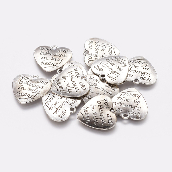PandaHall Tibetan Style Carved Words Alloy Heart Pendants, Quote Pendants, Cadmium Free & Lead Free, Antique Silver, 20.3x21.4x2mm, Hole...
PandaHall Tibetan Style Carved Words Alloy Heart Pendants, Quote Pendants, Cadmium Free & Lead Free, Antique Silver, 20.3x21.4x2mm, Hole...