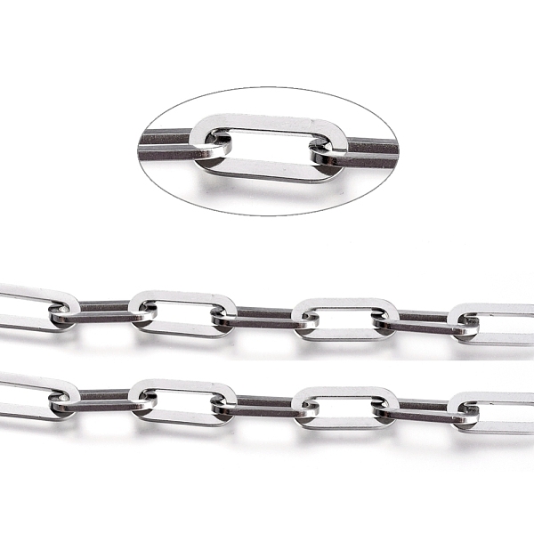 PandaHall 304 Stainless Steel Paperclip Chains, Flat Oval, Drawn Elongated Cable Chains, Unwelded, Stainless Steel Color, 6.5mm, Links...
PandaHall 304 Stainless Steel Paperclip Chains, Flat Oval, Drawn Elongated Cable Chains, Unwelded, Stainless Steel Color, 6.5mm, Links...