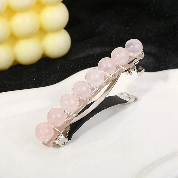 PandaHall Metal French Hair Barrettes, with Round Natural Rose Quartz Bead, Hair Accessories for Women Girl, 80x10x18mm Rose Quartz
PandaHall Metal French Hair Barrettes, with Round Natural Rose Quartz Bead, Hair Accessories for Women Girl, 80x10x18mm Rose Quartz