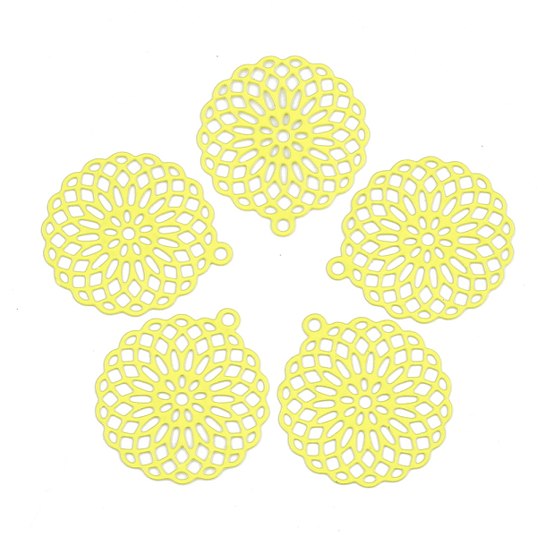 PandaHall 430 Stainless Steel Filigree Pendants, Spray Painted, Etched Metal Embellishments, Flower, Yellow, 30x27x0.5mm, Hole: 1.8mm...
PandaHall 430 Stainless Steel Filigree Pendants, Spray Painted, Etched Metal Embellishments, Flower, Yellow, 30x27x0.5mm, Hole: 1.8mm...