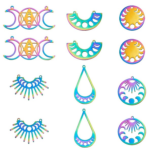 PandaHall 12Pcs 6 Style Ion Plating(IP) 201 Stainless Steel Pendants, Laser Cut, Mixed Shape, Rainbow Color, 18~39x23~47x1mm, Hole...
PandaHall 12Pcs 6 Style Ion Plating(IP) 201 Stainless Steel Pendants, Laser Cut, Mixed Shape, Rainbow Color, 18~39x23~47x1mm, Hole...