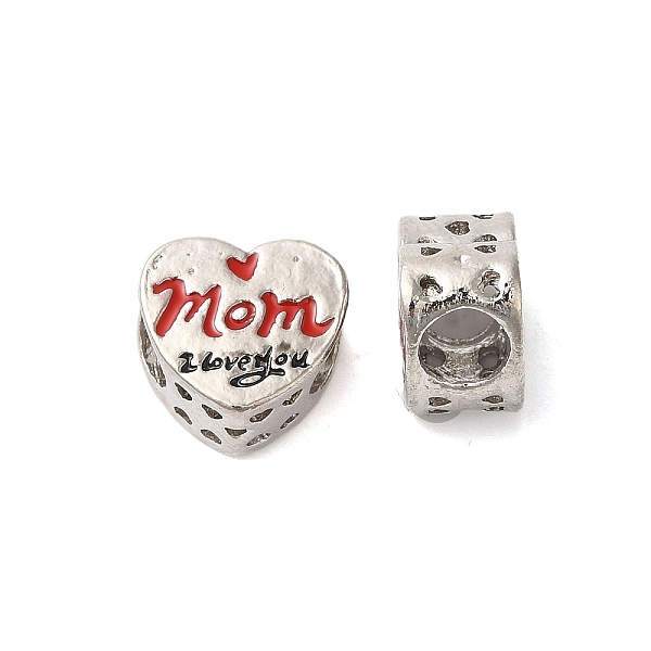 PandaHall Rack Plating Alloy Enamel European Beads, Cadmium Free & Nickel Free & Lead Free, Large Hole Beads, Heart with Word Mom I Love You..., Red
PandaHall Rack Plating Alloy Enamel European Beads, Cadmium Free & Nickel Free & Lead Free, Large Hole Beads, Heart with Word Mom I Love You..., Red