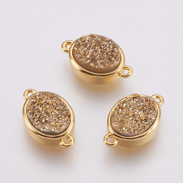 PandaHall Druzy Resin Links connectors, with Brass Findings, Oval, Gold, 9x14x5mm, Hole: 1mm Brass+Resin Oval Gold
PandaHall Druzy Resin Links connectors, with Brass Findings, Oval, Gold, 9x14x5mm, Hole: 1mm Brass+Resin Oval Gold