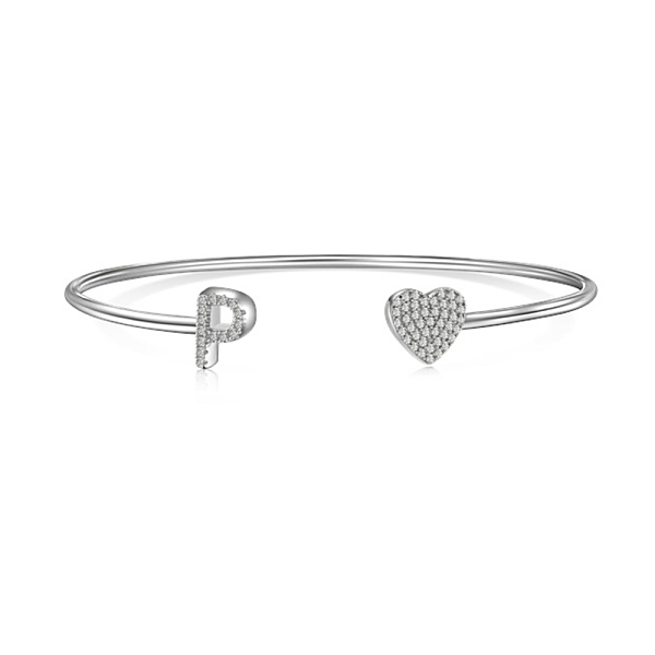 PandaHall Heart & Letter Rhodium Plated 925 Sterling Silver Micro Pave Cubic Zirconia Cuff Bangles for Women, Letter P, 0.2~0.8cm, Inner...
PandaHall Heart & Letter Rhodium Plated 925 Sterling Silver Micro Pave Cubic Zirconia Cuff Bangles for Women, Letter P, 0.2~0.8cm, Inner...