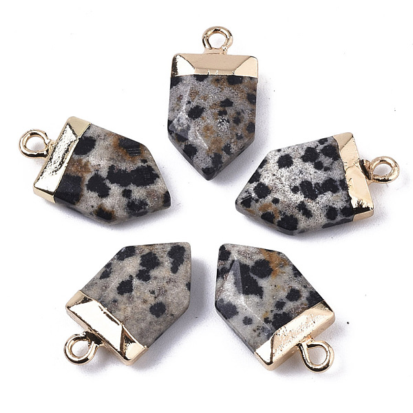 PandaHall Natural Dalmatian Jasper Pointed Pendants, with Light Gold Plated Top and Brass Loop, Arrow, Faceted, 19x10.5x4.5mm, Hole: 1.8mm...
PandaHall Natural Dalmatian Jasper Pointed Pendants, with Light Gold Plated Top and Brass Loop, Arrow, Faceted, 19x10.5x4.5mm, Hole: 1.8mm...