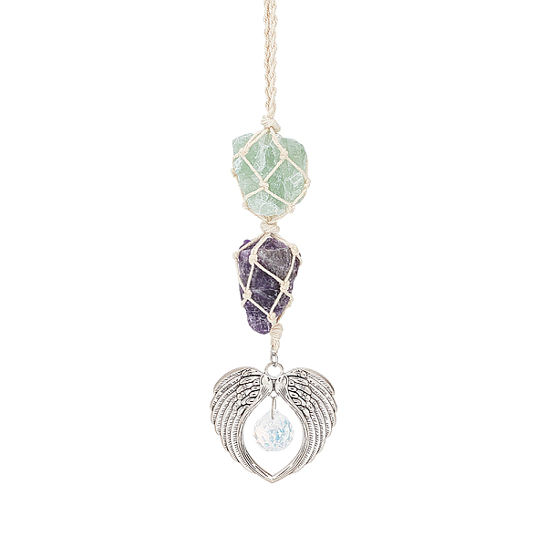PandaHall FINGERINSPIRE Hanging Car Charm Natural Amethyst Green Aventurine Hanging Ornament with Alloy Wing Heart & Crystal Ball Rough...
PandaHall FINGERINSPIRE Hanging Car Charm Natural Amethyst Green Aventurine Hanging Ornament with Alloy Wing Heart & Crystal Ball Rough...