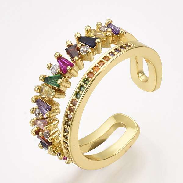 PandaHall Brass Micro Pave Cubic Zirconia Cuff Rings, Open Rings, Colorful, US Size 7 1/4(17.5mm) Brass+Cubic Zirconia
PandaHall Brass Micro Pave Cubic Zirconia Cuff Rings, Open Rings, Colorful, US Size 7 1/4(17.5mm) Brass+Cubic Zirconia