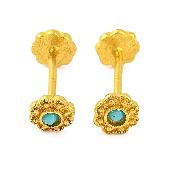 PandaHall Brass with Synthetic Turquoise Stud Earring Findings, Lead Free & Cadmium Free, Flower, Golden, 17x6mm, Pin: 12x1mm Brass Flower
PandaHall Brass with Synthetic Turquoise Stud Earring Findings, Lead Free & Cadmium Free, Flower, Golden, 17x6mm, Pin: 12x1mm Brass Flower