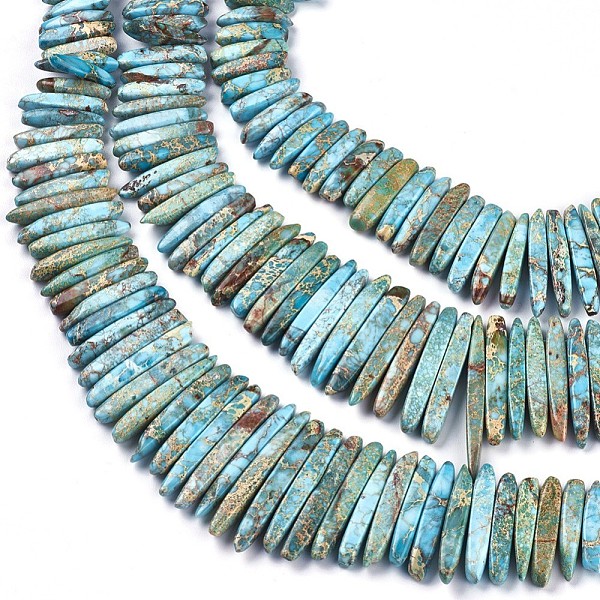 PandaHall Natural Imperial Jasper Graduated Beads Strands, Tusk Shape, 15~65x4.5~6x5~5.5mm, Hole: 1.2mm, about 84~86pcs/strand, 16.5~16.9..., Green
PandaHall Natural Imperial Jasper Graduated Beads Strands, Tusk Shape, 15~65x4.5~6x5~5.5mm, Hole: 1.2mm, about 84~86pcs/strand, 16.5~16.9..., Green
