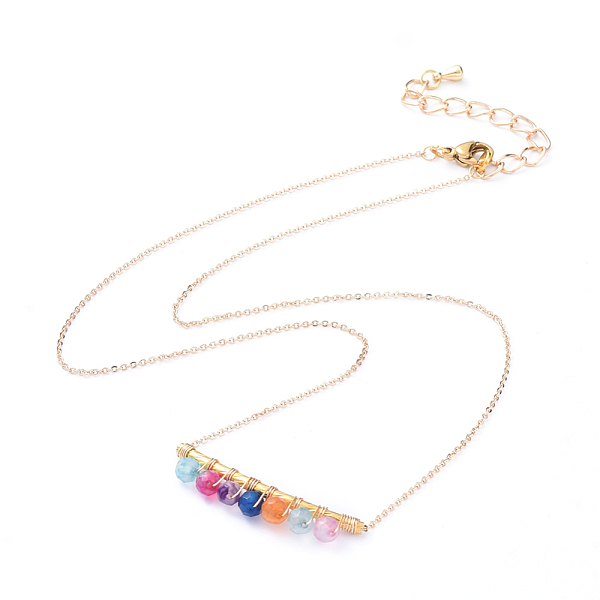 PandaHall Chakra Jewelry, Faceted Natural Agate Pendant Necklaces, with 304 Stainless Steel Lobster Claw Clasps, Brass Tube Beads and Cable...
PandaHall Chakra Jewelry, Faceted Natural Agate Pendant Necklaces, with 304 Stainless Steel Lobster Claw Clasps, Brass Tube Beads and Cable...