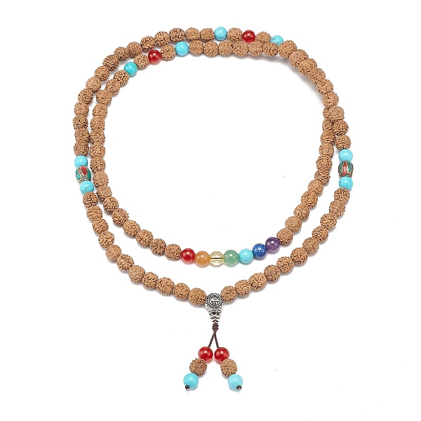 PandaHall Natural Rudraksha Beaded Buddhist Necklace, Natural Mixed Gemstone & Indonesia & Alloy Gourd Double Loop Wrap Necklace for Women..., Brown
PandaHall Natural Rudraksha Beaded Buddhist Necklace, Natural Mixed Gemstone & Indonesia & Alloy Gourd Double Loop Wrap Necklace for Women..., Brown